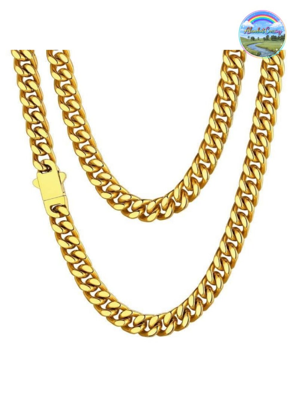 Men's 14k Gold Plated Cuban Link Necklace Stainless Steel 18"